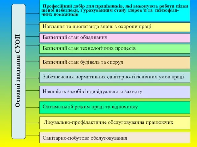 Основні завдання СУОП Професійний добір для працівників, які виконують роботи