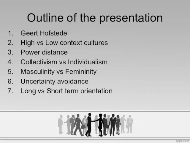 Geert Hofstede High vs Low context cultures Power distance Collectivism