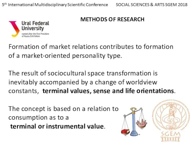 METHODS OF RESEARCH Formation of market relations contributes to formation