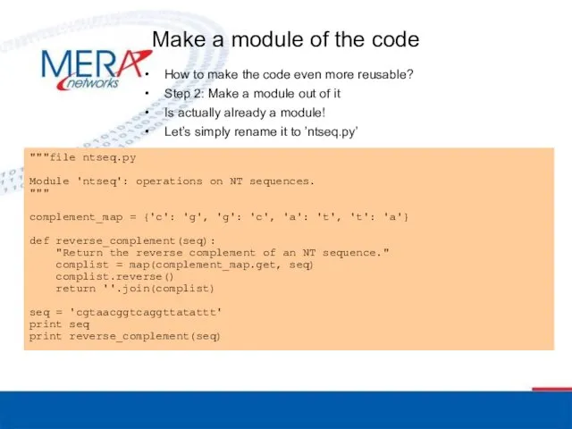 Make a module of the code How to make the