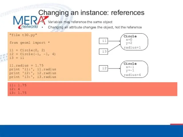 Changing an instance: references Variables may reference the same object
