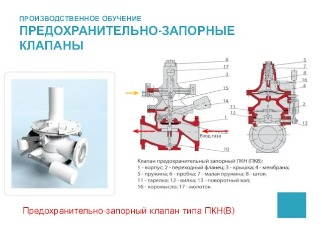 ПРОИЗВОДСТВЕННОЕ ОБУЧЕНИЕ ПРЕДОХРАНИТЕЛЬНО-ЗАПОРНЫЕ КЛАПАНЫ Предохранительно-запорный клапан типа ПКН(В)