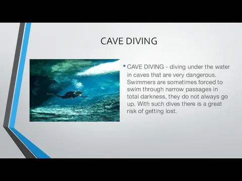 CAVE DIVING CAVE DIVING - diving under the water in
