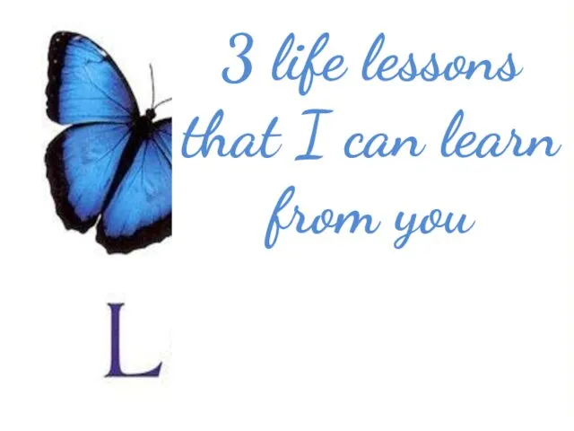 3 life lessons that I can learn from you