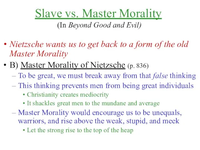 Slave vs. Master Morality (In Beyond Good and Evil) Nietzsche