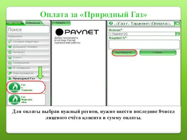 Для оплаты выбрав нужный регион, нужно ввести последние 8чисел лицевого