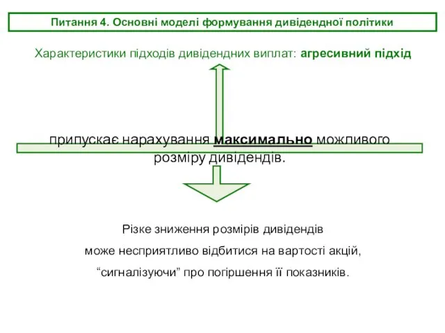 Питання 4. Основні моделі формування дивідендної політики Характеристики підходів дивідендних