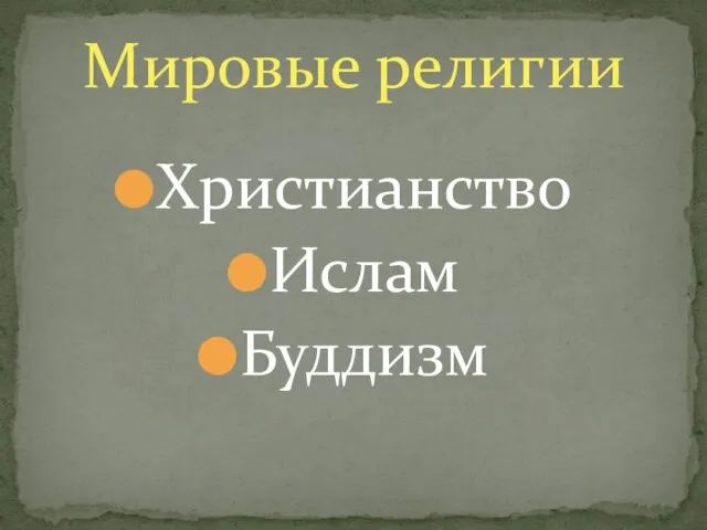 Христианство Ислам Буддизм Мировые религии