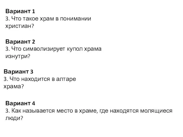 Вариант 1 3. Что такое храм в понимании христиан? Вариант