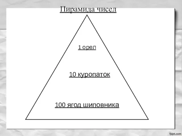 Пирамида чисел 1 орел 10 куропаток 100 ягод шиповника ↓ ↓