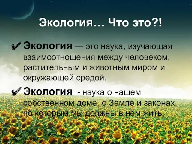 Экология… Что это?! Экология — это наука, изучающая взаимоотношения между