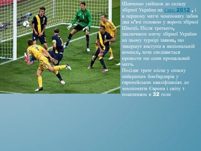 Шевченко увійшов до складу збірної України на Євро 2012 ,