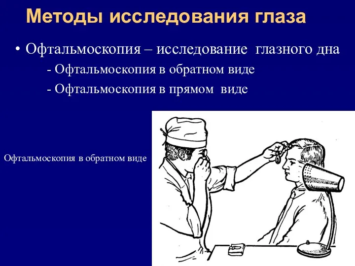 Методы исследования глаза Офтальмоскопия – исследование глазного дна - Офтальмоскопия