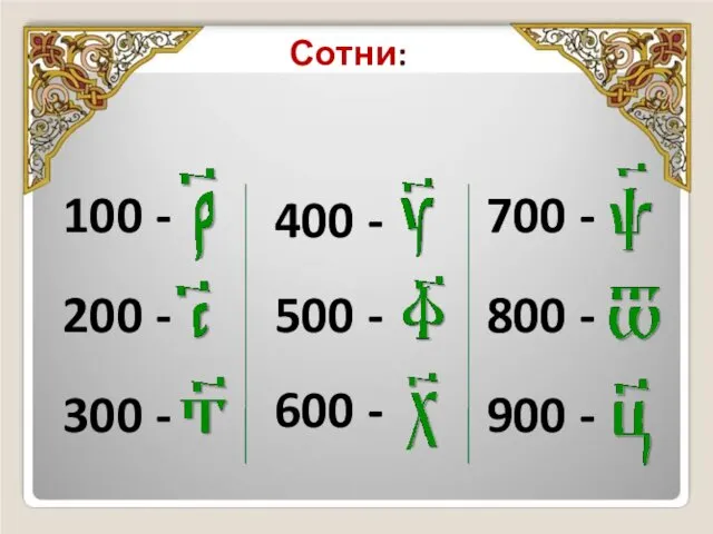 Сотни: 100 - 200 - 300 - 400 - 500