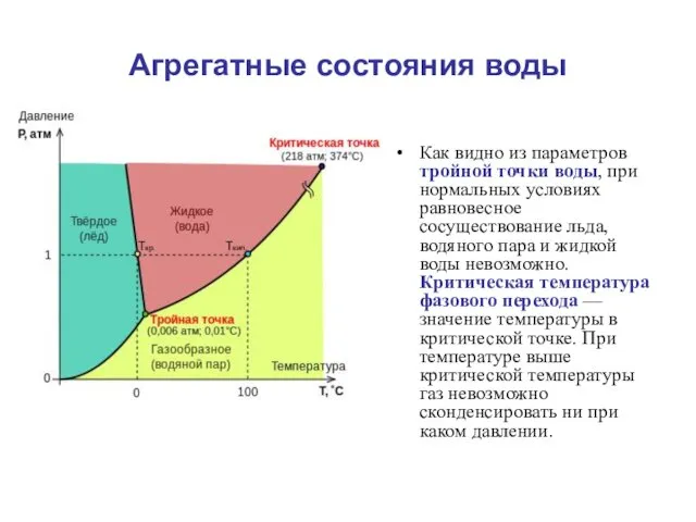 Агрегатные состояния воды Как видно из параметров тройной точки воды,