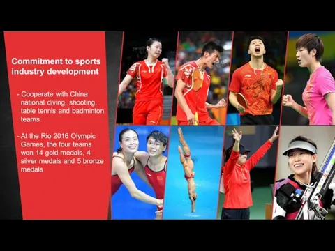 - Cooperate with China national diving, shooting, table tennis and