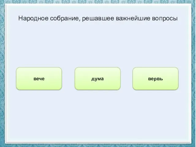 Народное собрание, решавшее важнейшие вопросы вече дума вервь