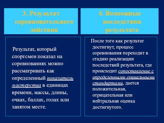 3. Результат соревновательного действия После того как результат достигнут, процесс