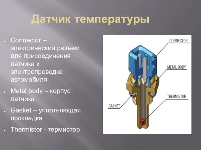 Датчик температуры Connector – электрический разъем для присоединения датчика к