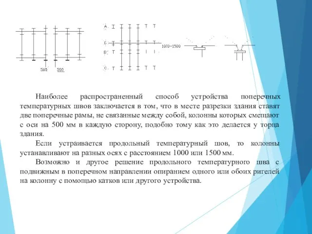 Наиболее распространенный способ устройства поперечных температурных швов заключается в том,