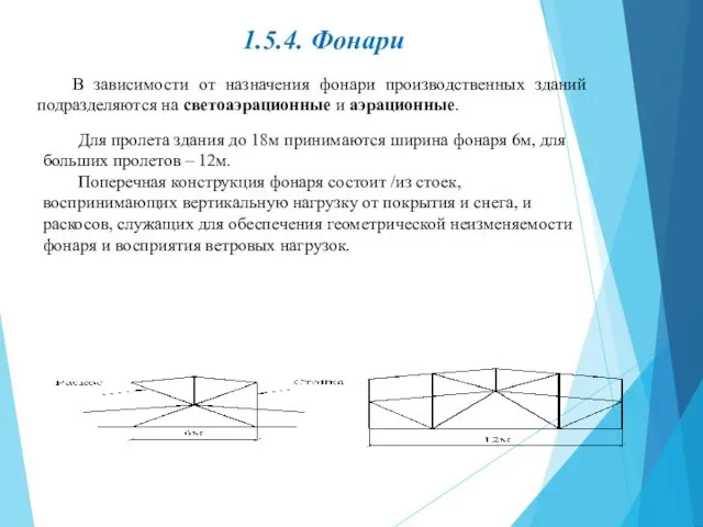 1.5.4. Фонари В зависимости от назначения фонари производственных зданий подразделяются