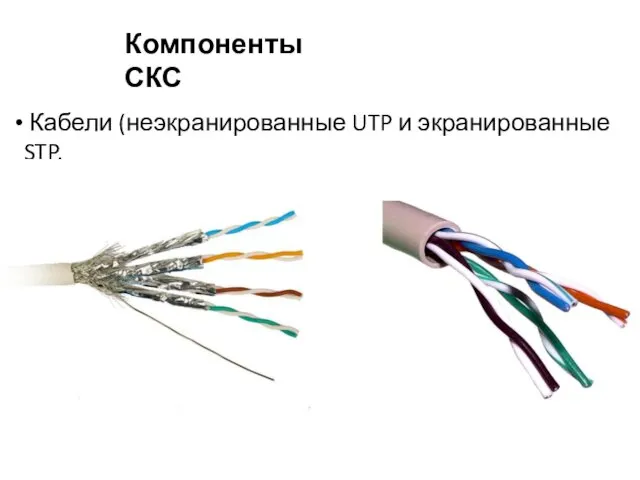Компоненты СКС Кабели (неэкранированные UTP и экранированные STP.