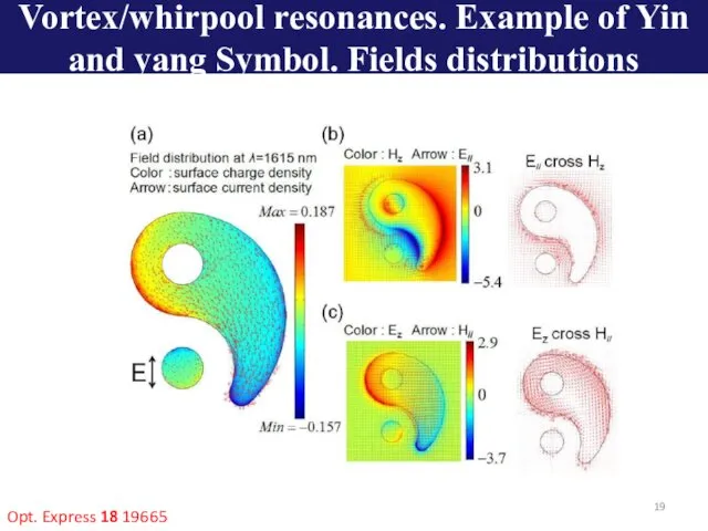 Opt. Express 18 19665 Vortex/whirpool resonances. Example of Yin and yang Symbol. Fields distributions