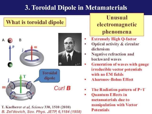 3. Toroidal Dipole in Metamaterials What is toroidal dipole T.
