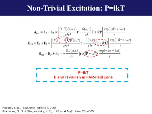 Non-Trivial Excitation: P=ikT P=ikT E and H vanish in FAR-field