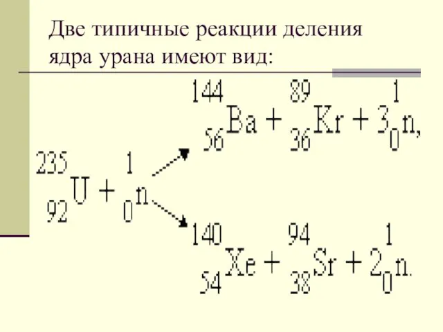 Две типичные реакции деления ядра урана имеют вид: