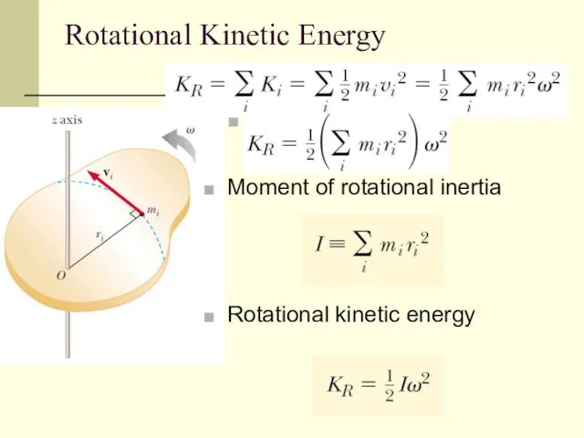 Rotational Kinetic Energy Moment of rotational inertia Rotational kinetic energy