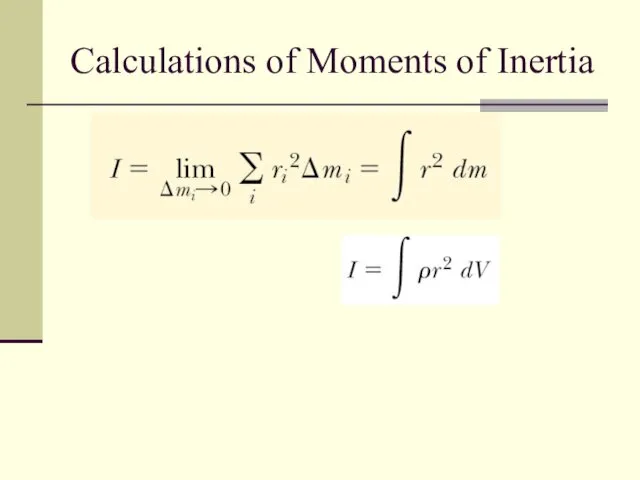 Calculations of Moments of Inertia