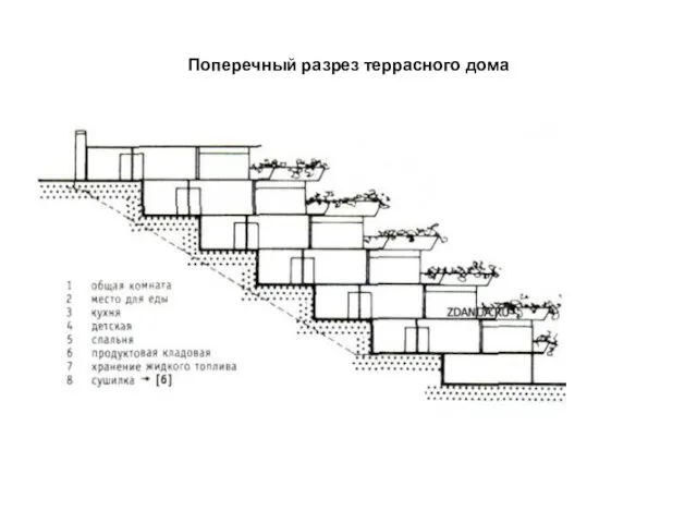 Поперечный разрез террасного дома