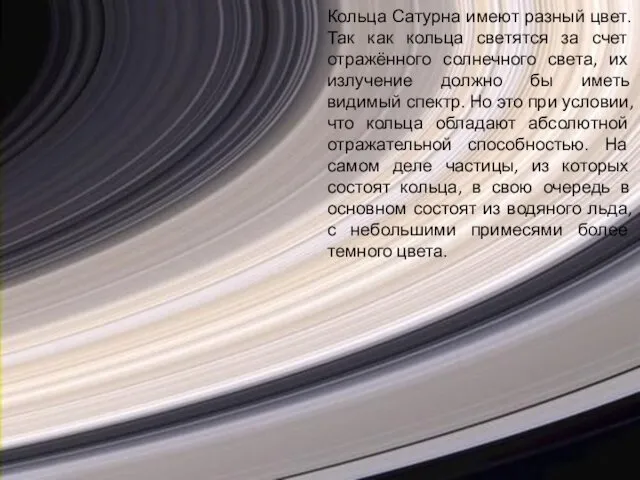 Кольца Сатурна имеют разный цвет. Так как кольца светятся за