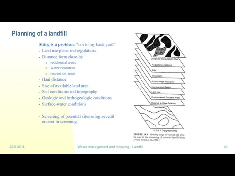 22.9.2016 Waste management and recycling - Landfill Planning of a