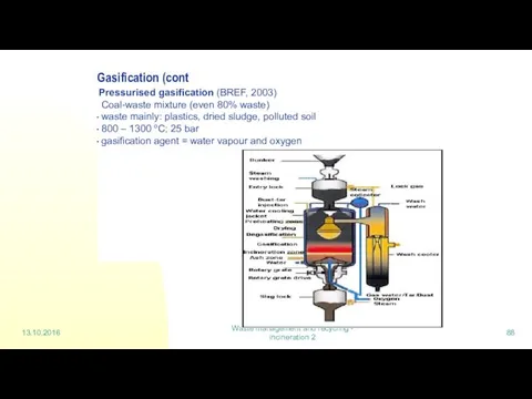 13.10.2016 Waste management and recycling - incineration 2 Gasification (cont