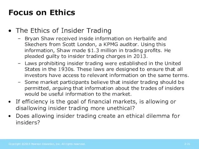 Focus on Ethics The Ethics of Insider Trading Bryan Shaw
