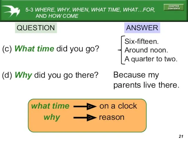 QUESTION ANSWER (c) What time did you go? Six-fifteen. Around