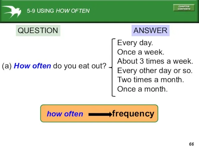 5-9 USING HOW OFTEN (a) How often do you eat