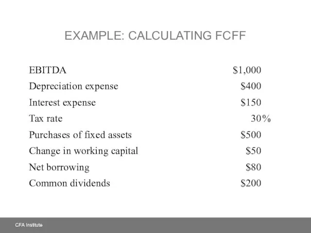 EXAMPLE: CALCULATING FCFF