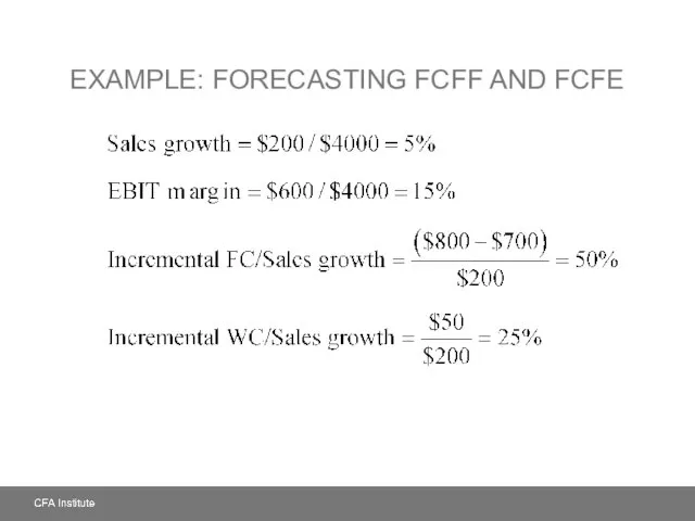 EXAMPLE: FORECASTING FCFF AND FCFE