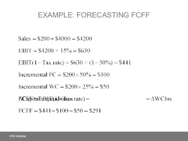 EXAMPLE: FORECASTING FCFF