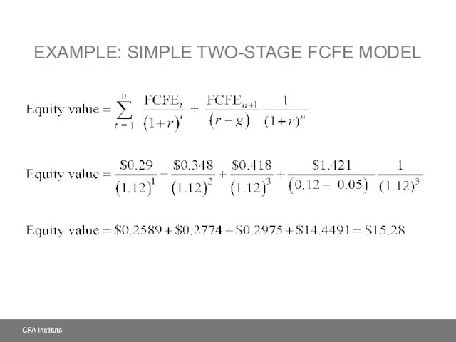 EXAMPLE: SIMPLE TWO-STAGE FCFE MODEL