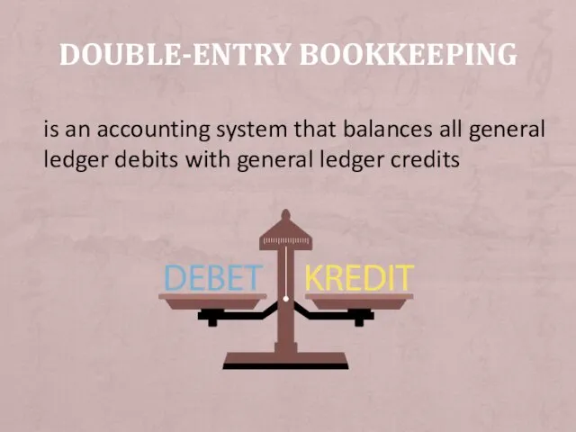 is an accounting system that balances all general ledger debits with general ledger credits DOUBLE-ENTRY BOOKKEEPING