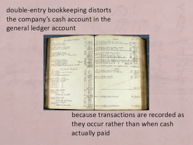 double-entry bookkeeping distorts the company’s cash account in the general