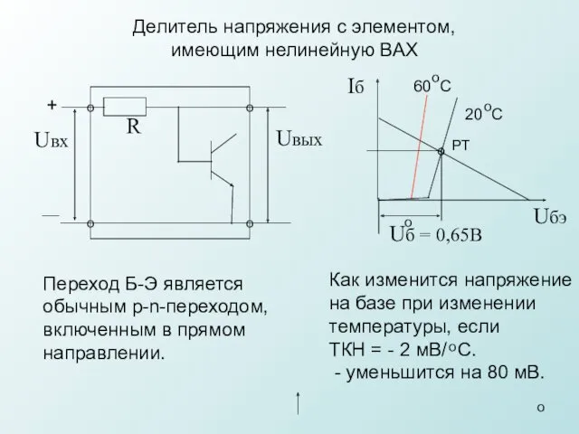 о Делитель напряжения с элементом, имеющим нелинейную ВАХ R Как