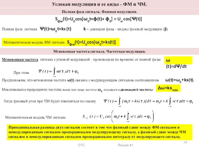 ОТС Лекция #7 Угловая модуляция и ее виды - ФМ