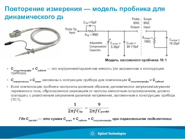 Повторение измерения — модель пробника для динамического диапазона/переменного тока Cосциллографа