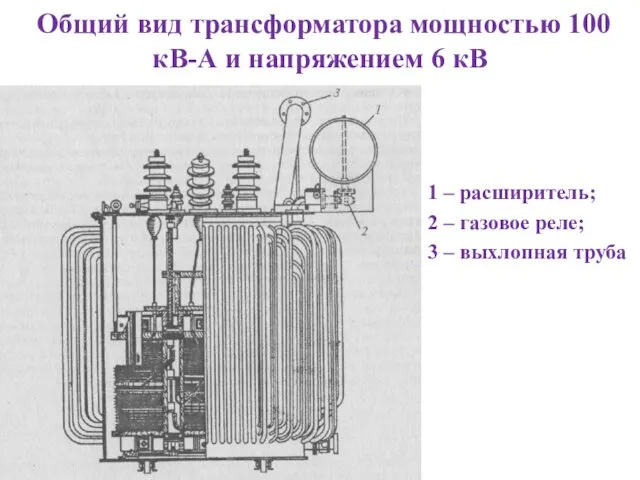 Общий вид трансформатора мощностью 100 кВ-А и напряжением 6 кВ