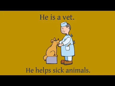 He is a vet. He helps sick animals.